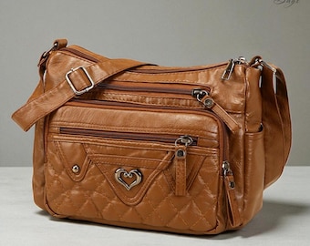 PU Leather Crossbody Bag: Trendy Zipper Tote Purse