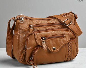 Casual PU Leather Bag for Women / Girls Crossbody Handbag / PU Leather Shoulder Bag / Ladies Tote Purse / Retro Leather Purse / Gift for Her