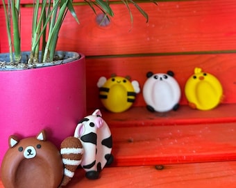 Pietra tascabile fatta a mano a forma di animale che si preoccupa – Regalo kawaii per alleviare lo stress