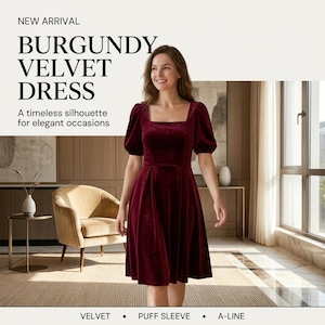 Square Neck Puff Sleeve Dress Sewing Pattern | Fit and Flare Midi PDF, Sizes XS to 3XL | Instant Download, Print at Home