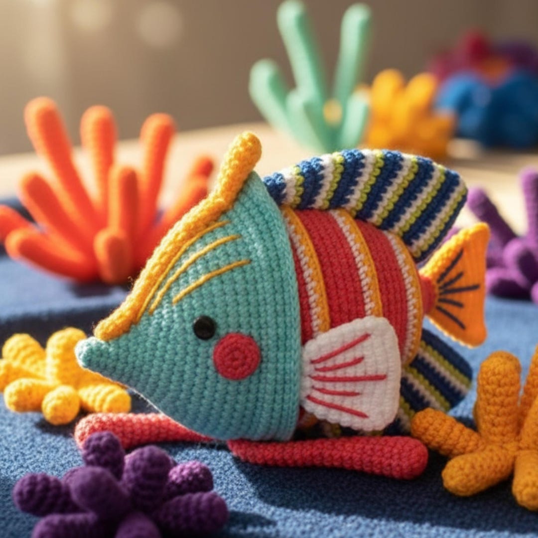 Stripey the Angelfish Crochet Pattern PDF | Amigurumi Fish Pattern ...
