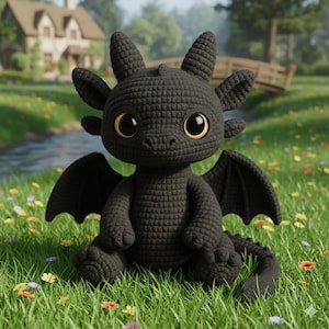 Toothless Crochet Dragon Pattern, Toothless Amigurumi Crochet, Black Dragon Crochet Pattern, Night Fury Crochet PDF