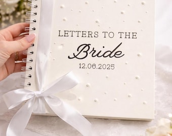 Personalised Wedding Scrapbook Letters to the Bride Album: Pearl and Ribbon Detail, Custom Date
