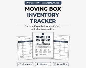 Moving Box Inventory Tracker, Printable Moving Box Tracker, Box Label Guide, Unpack Priority Log, Moving Organizer PDF