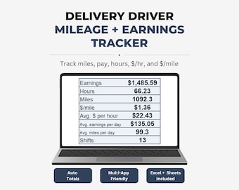 Delivery Driver Mileage & Earnings Tracker Spreadsheet (Google Sheets + Excel) – 2026 Edition