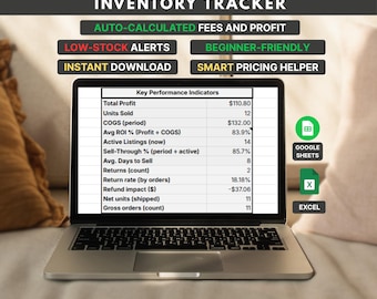Reseller Inventory & Profit Tracker Spreadsheet for Online Sellers (Google Sheets and Excel)