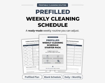Cleaning Schedule Printable, Prefilled Weekly Cleaning Schedule, Cleaning Checklist PDF