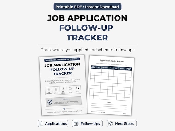 Job Application Tracker Printable PDF, Job Search Tracker, Follow Up Log, Interview Contact Organizer