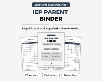 IEP Parent Binder Printable, School Paperwork Organizer, IEP Meeting Notes, Communication Log, Follow-Up Tracker