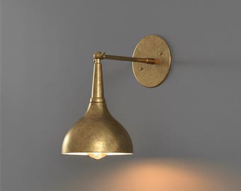 Mid-Century Italian Brass Wall Sconce: Adjustable Spotlight Light
