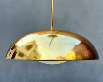 Milk Glass Globe Brass Pendant Light: Mid Century Pendant Lights for Kitchen Island Ceiling Light