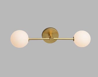 Bathroom Wall Sconce Vanity Light Fixture: 2 Milk Glass Globe Wall Lights