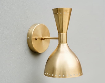 Solid Brass Wall Sconce: Mid Century Sconce Lighting