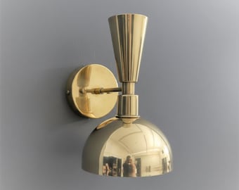 Handmade Brass Wall Sconce: Modern Wall Lighting Mid-Century Modern Vanity Light