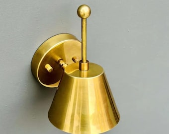 Handmade Brass Bathroom Vanity Sconce: Mid-Century Modern Wall Light