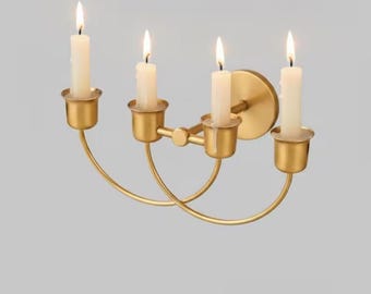 Brass Wall Candle Sconce: 4-Cup Wall Mounted Candle Holder Sconces Mid Century Wall Holder Light