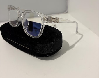 Chromeheart clear silver cross & flower glasses (with blue light tint!!!)