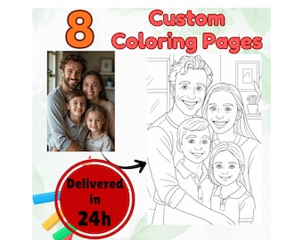 Personalized Photo Coloring Pages: Custom Line Art Gift (Digital Download)