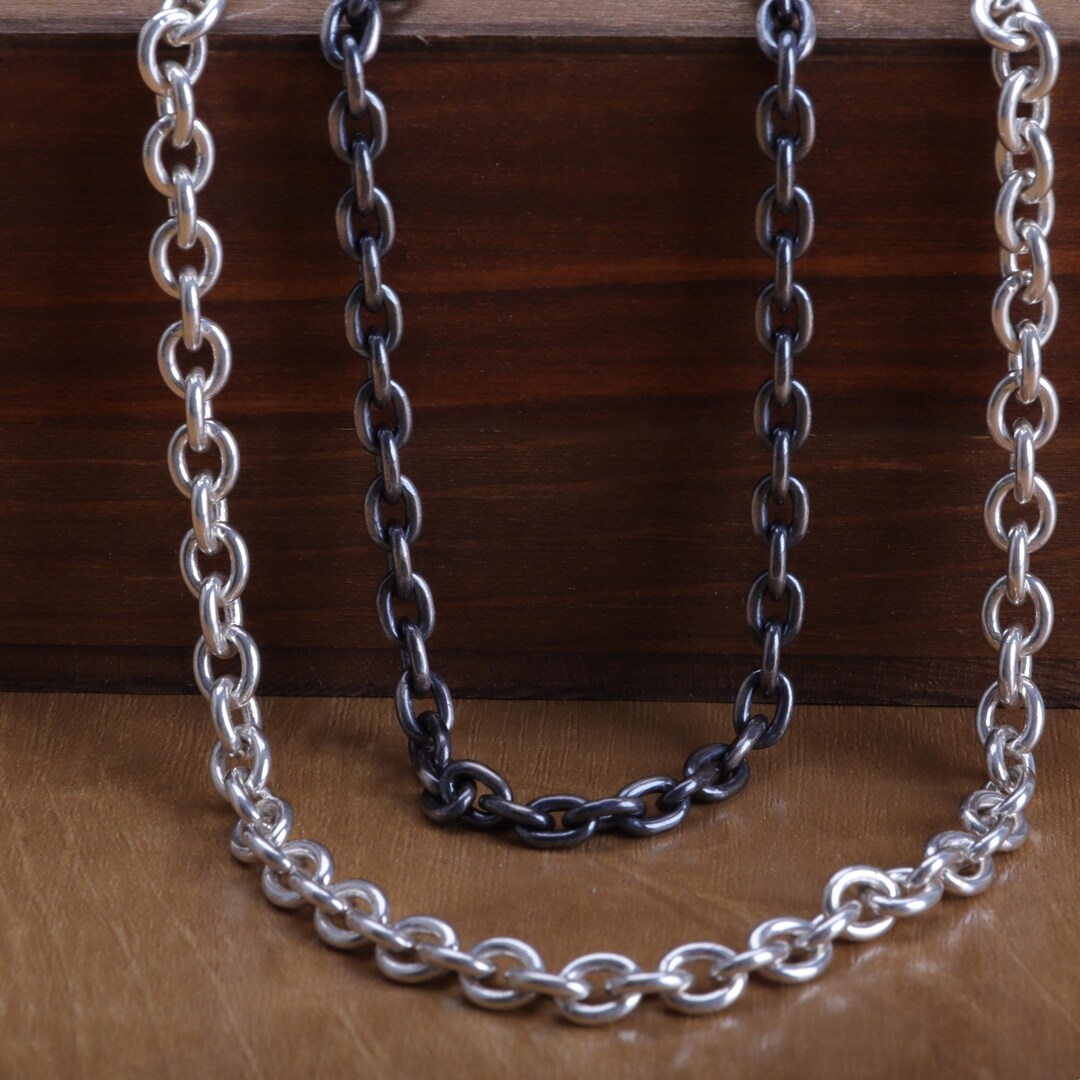 Sterling Silver Anchor Chain Necklace - 2.5mm Square Link - Etsy