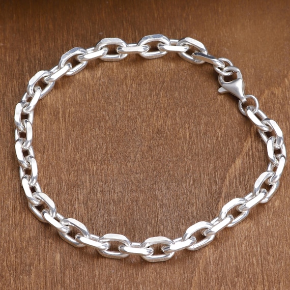 925 Sterling Silver Chunky Cable Chain Bracelet | 3mm, 4mm, 5mm