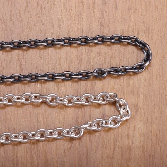 Sterling Silver Anchor Chain Necklace - 2.5mm Square Link - Etsy