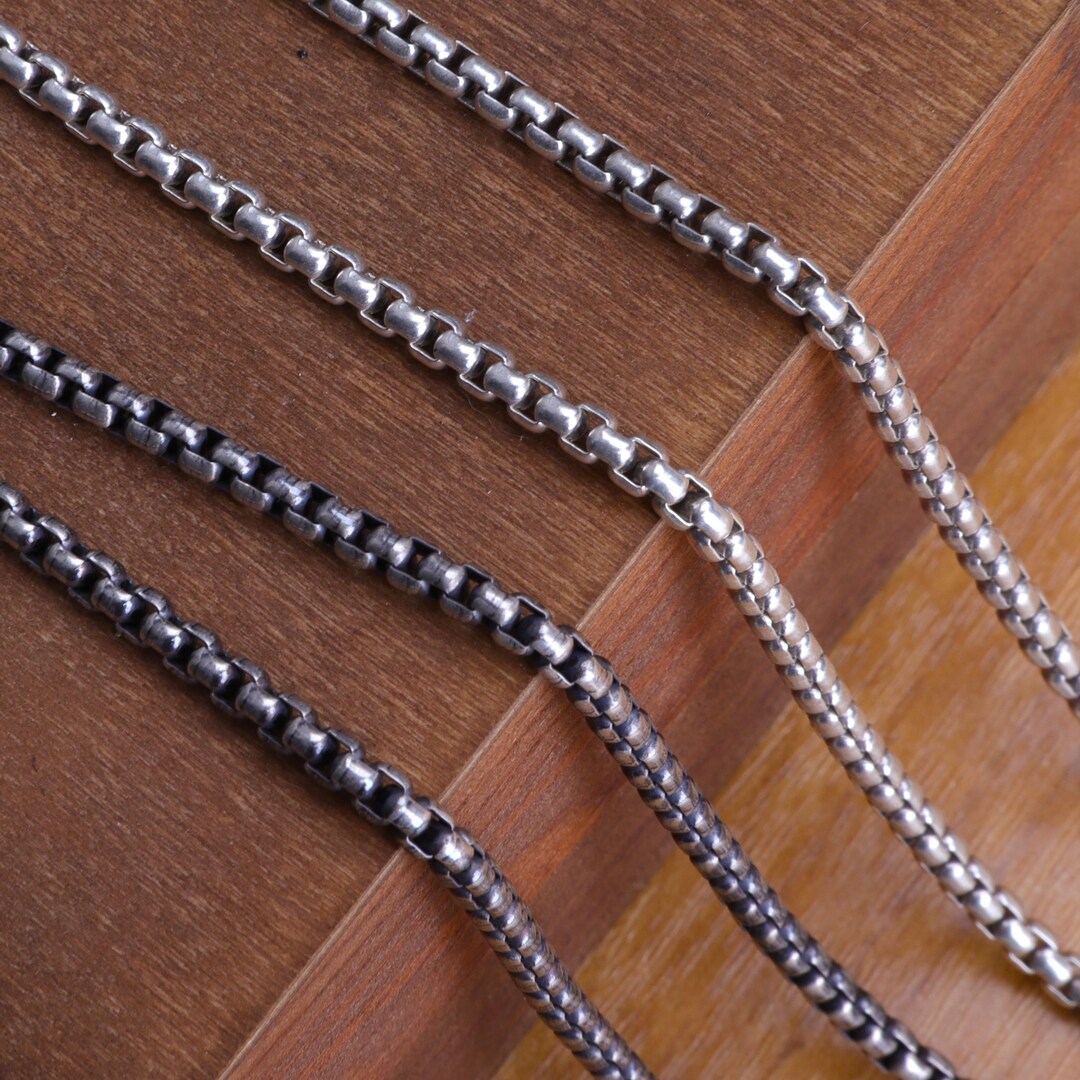 925 Solid Sterling Silver Box Chain: 2mm Square Choker Link for ...