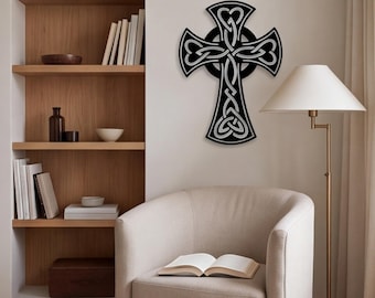Celtic Knot Metal Cross Wall Art, Christian Faith Wall Hanging Decor, Religious Home Decor, Entryway Cross Plaque