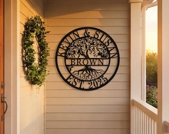 Tree of Life Metal Wall Art, Personalized Family Name Sign, Custom Family Tree Plaque, Nature Home Decor, Elegant Family Gallery Wall Gift