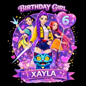 Custom Huntrix It's My Birthday png、カスタムKpop Demon Hunters PNG、カスタム誕生日Kpop Huntrix PNG、Kpop Demon Hunters Huntrix PNG