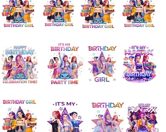 It's My Birthday KPOP Demon Huntrix PNG Bundle Huntrix Birthday Shirt Digital Download Huntrix Mira Zoey Rumi Birthday Family Matching PNG