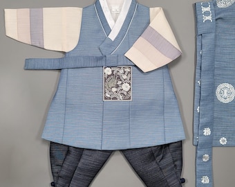Traditional Korean Boy Hanbok | Kids Sky Blue Hanbok Set
