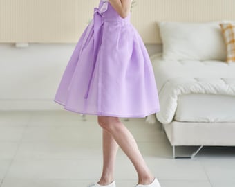 Lavendar Modern Hanbok Skirt, Mini Length Korean Woman Clothing
