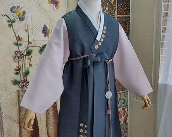 Men's Dark Green Hanbok Set, Traditional Korean Clothing Top and Pants