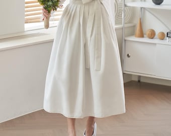 Falda Hanbok moderna para mujer, Chima blanca, elegante falda larga de inspiración coreana.