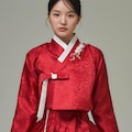 Traditional Korean Hanbok Jeogori Top | Women’s Red Satin Jeogori | Made to Order product logo