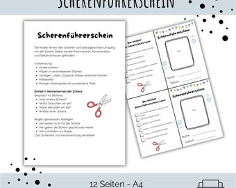 Scherenführerschein | Für Kinder | Kindergarten | Vorschule | Schneideübung | Kita Material | Feinmotorik | Führerschein Kita