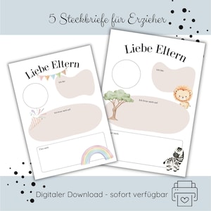 Steckbriefe für Erzieher Kita Kindergarten Krippe Hort | Vorlagen Steckbrief | Praktikum Auszubildende | PDF Download Erzieher