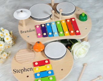 Custom Wooden Musical Instrument Set, Personalized Wooden Instrument Kit, Montessori Toddler Music Toys, Educational Play Kits