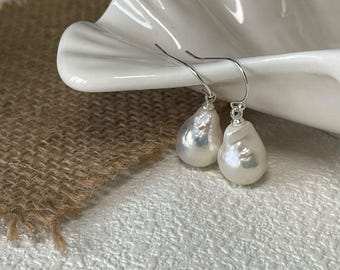 Baroque Freshwater Pearl Drop Earrings – Sterling Silver Hooks