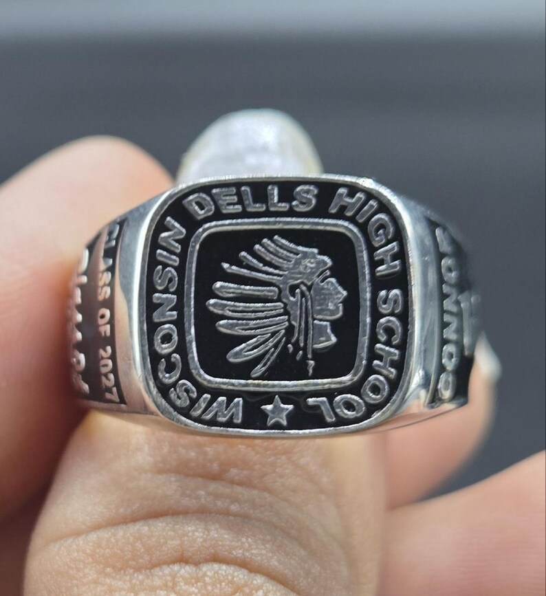 Class 2027 Ring, Wisconsin Dells High School Mascot Signet, Sterling ...
