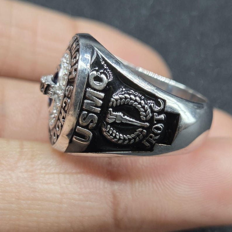 High School Class Ring 2027, Personalized David Name Jewelry, Blue Oval ...