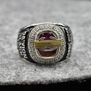 Mens Silver Class Ring Red Gemstone, Ruby Style Signet Ring, Custom Graduation Ring, Personalized School Ring, Engraved University Ring Gift