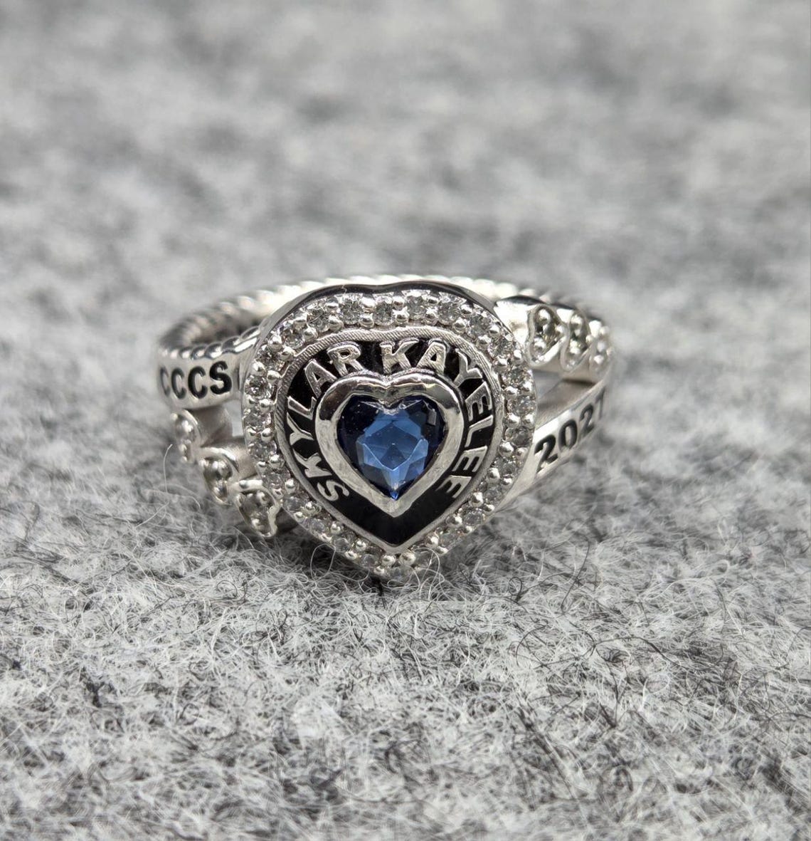 Custom Skylar Kayelee Name Class Ring, Class of 2027 Heart Graduation ...