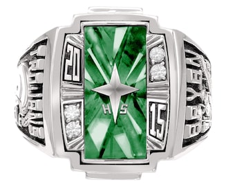 CZ Gemstone High School Class Ring | Sterling Silver Graduation Ring