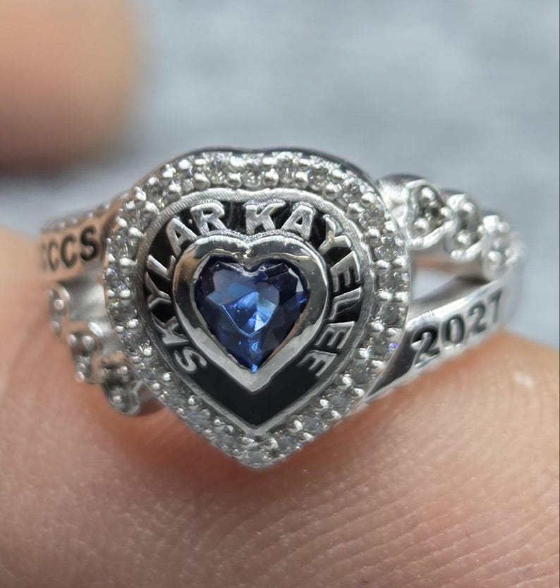 Custom Skylar Kayelee Name Class Ring, Class of 2027 Heart Graduation ...