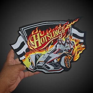 Custom HotSlingz Embroidery Patch – Motorcycle Car Flame Design Patch for Jackets, Vests & Backpacks
