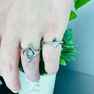 Sterling Silber Stern Ring, Geometrisch offen, einstellbar Stapeln