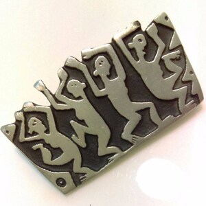 Urban Fetishes Pewter Dancing Native Figures Pin Brooch
