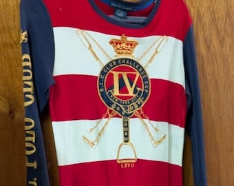 Vestido a rayas Polo Club de Ralph Lauren, algodón EUC mediano