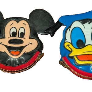 2 VINTAGE 1970&#39;s DISNEYLAND Mickey Mouse and Donald Duck Squeaky Coin Purse
